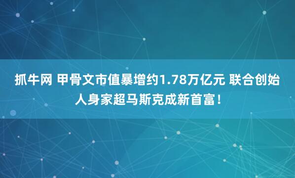 抓牛网 甲骨文市值暴增约1.78万亿元 联合创始人身家超马斯克成新首富！